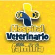 Logo de Hospital Veterinario: cruz con huellas y el lema somos familia